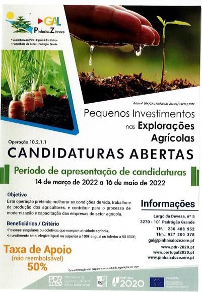 Pequenos Investimentos nas Explorações Agrícolas- Candidatura Aberta