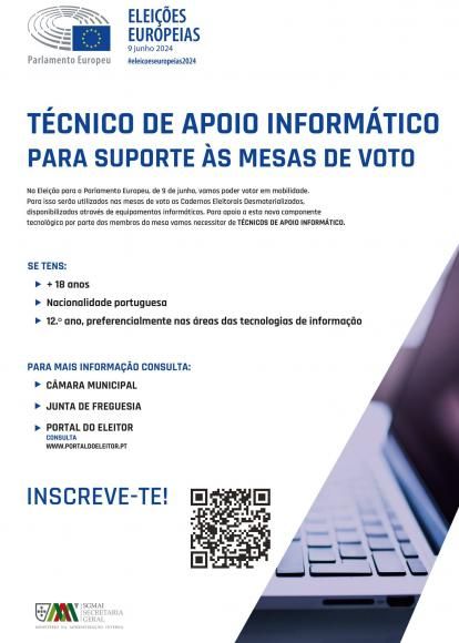 Técnico de apoio informático para suporte ás mesas de voto