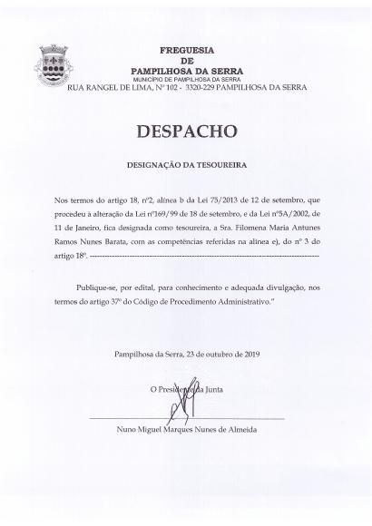 Designação da Tesoureira
